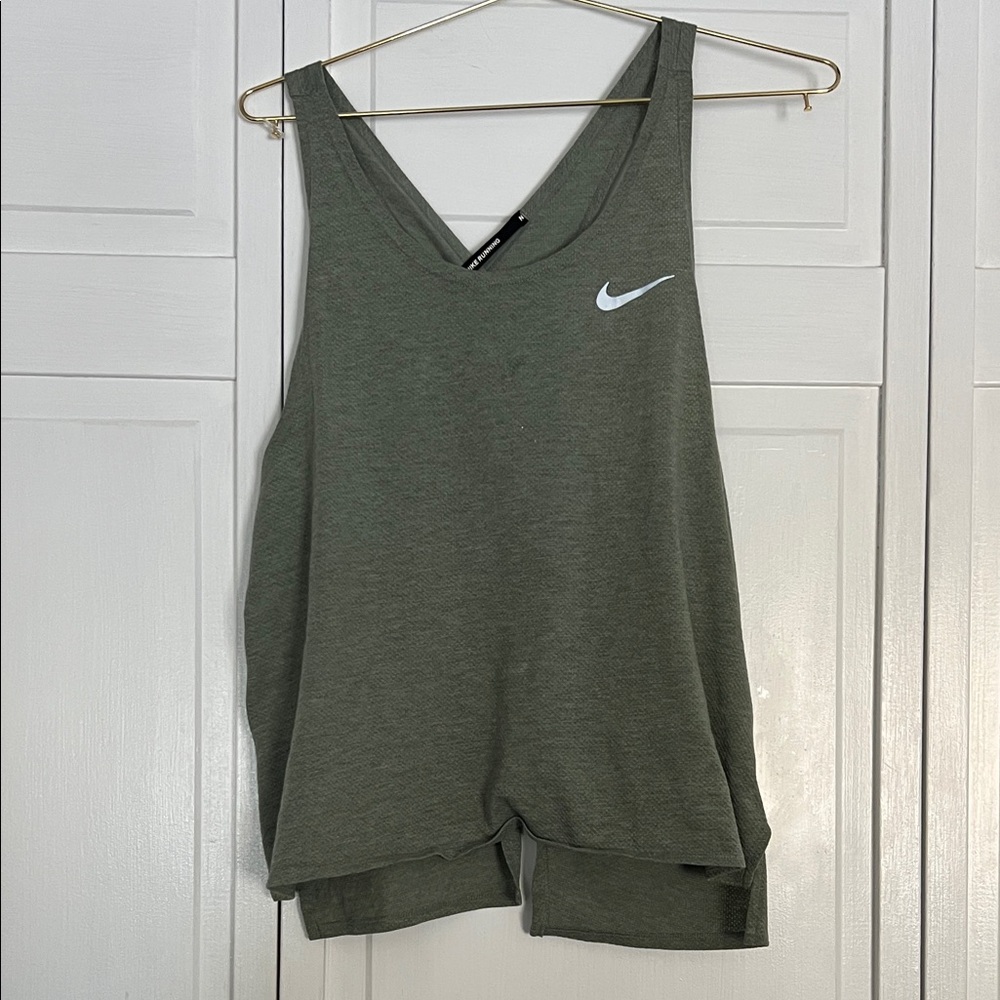 Nike Olive Green Scoop Neck Tank with White Swoosh